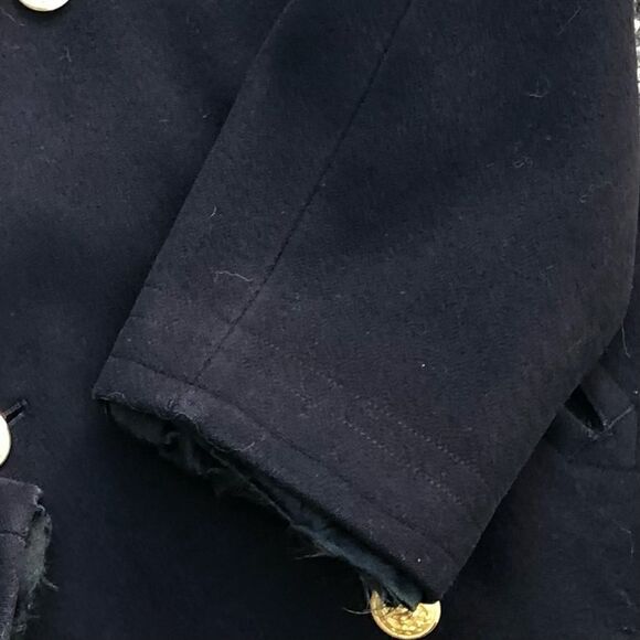 #P11 Vintage US Navy Naval Military Pea Coat midnight Blue Gold Eagle Buttons 36 - Picture 6 of 9